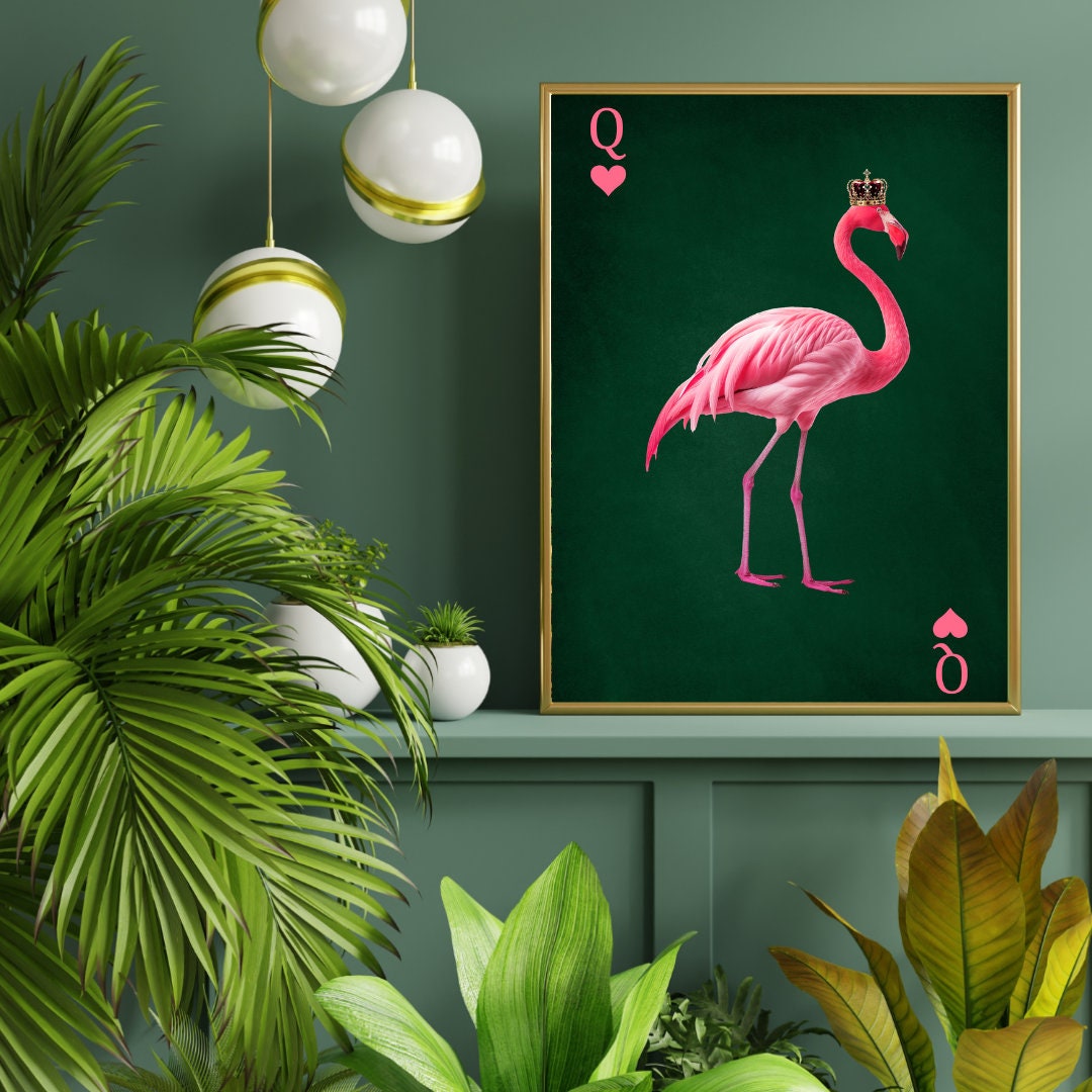Flamingo Queen of Hearts – Tropical Luxe Maximalist Print