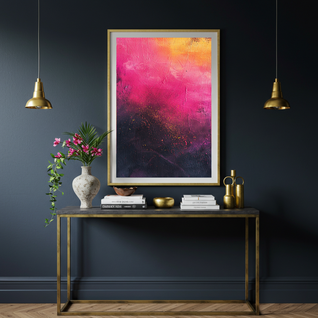 Sunset Reverie – Abstract Hot Pink & Yellow Print
