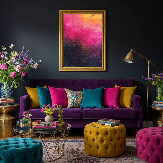 Sunset Reverie – Abstract Hot Pink & Yellow Print