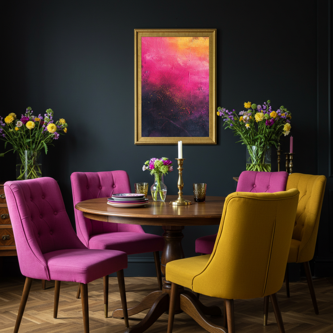Sunset Reverie – Abstract Hot Pink & Yellow Print