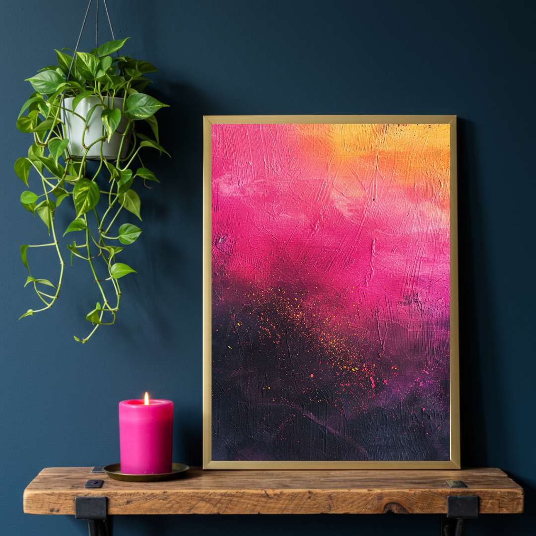 Sunset Reverie – Abstract Hot Pink & Yellow Print
