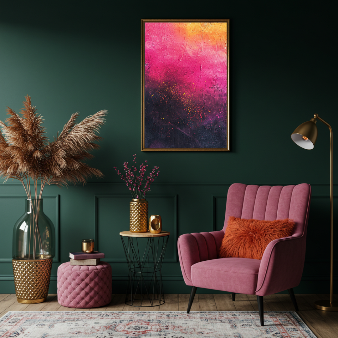 Sunset Reverie – Abstract Hot Pink & Yellow Print