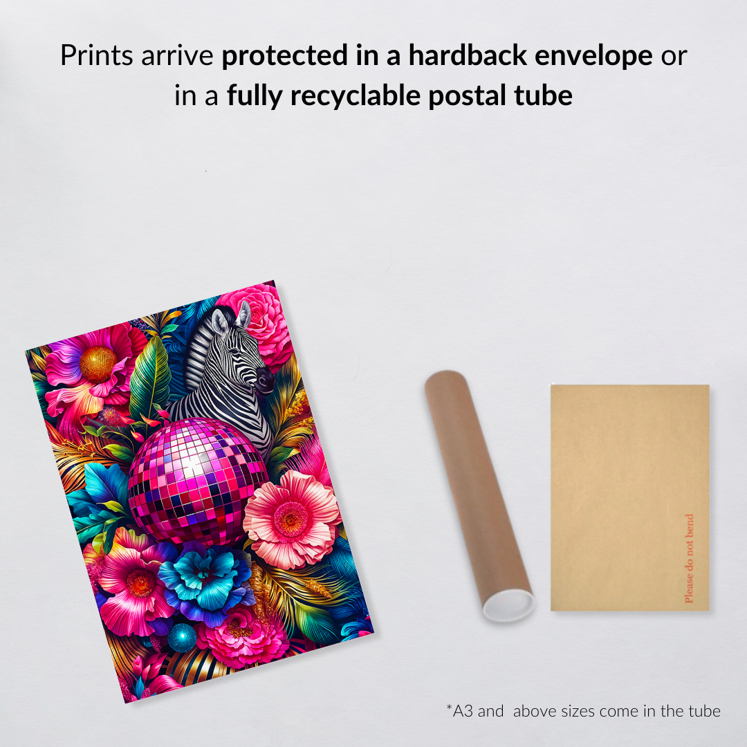 Disco Zebra – Maximalist Jungle Glam Wall Art