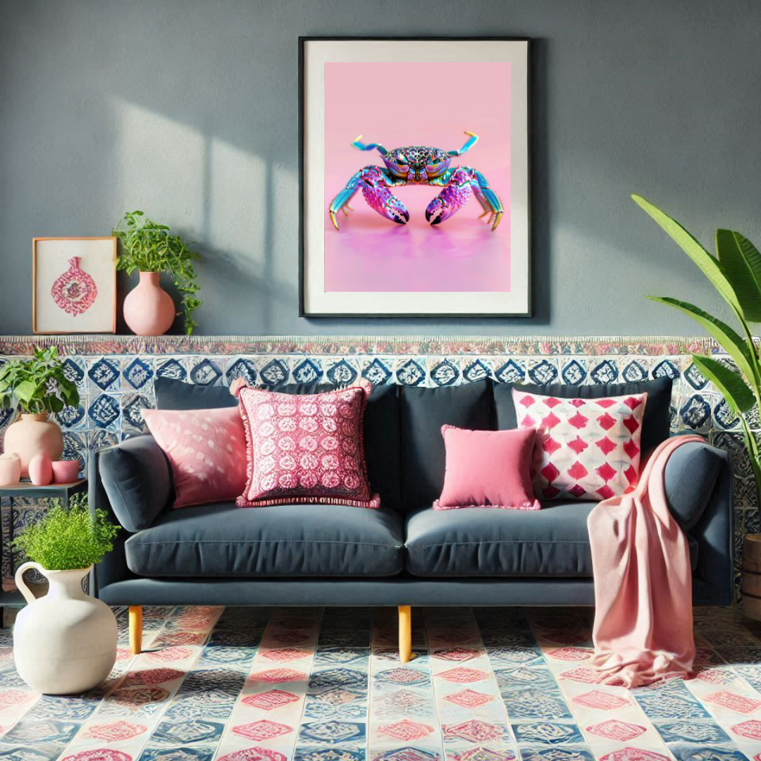 Colourful Crab – Playful Coastal Maximalist Print