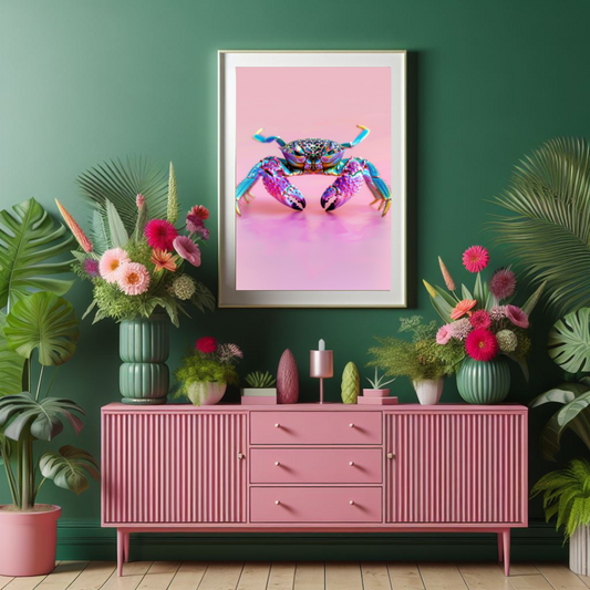 Colourful Crab – Playful Coastal Maximalist Print