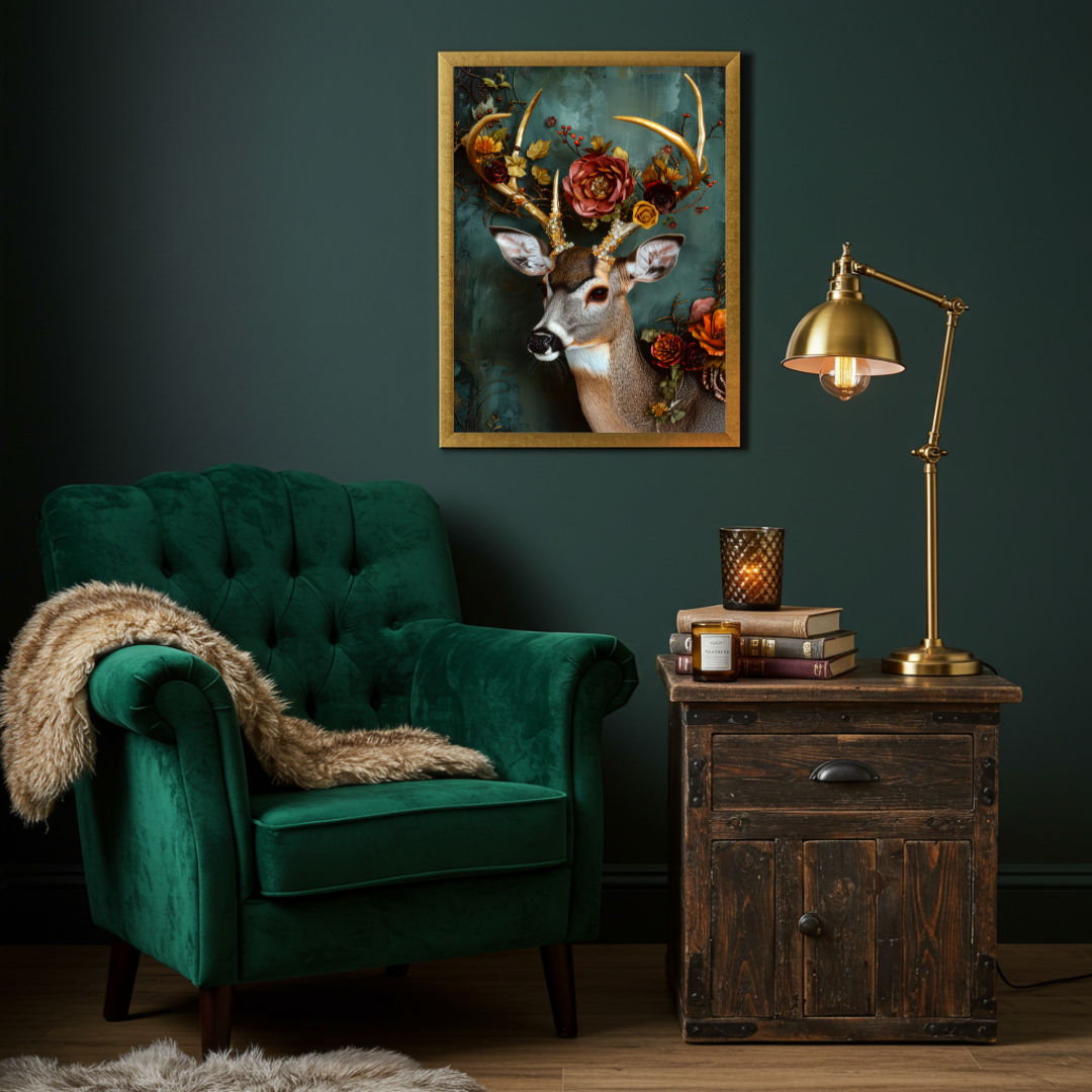Autumn Antlers – Enchanted Forest Deer Wall Art
