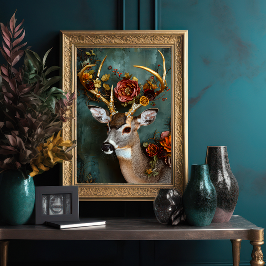 Autumn Antlers – Enchanted Forest Deer Wall Art