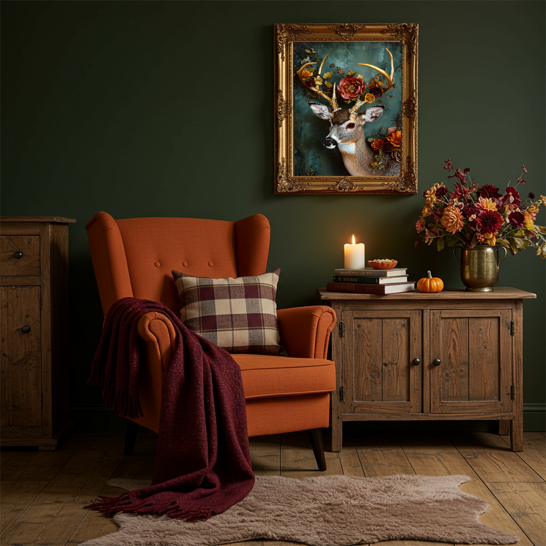 Autumn Antlers – Enchanted Forest Deer Wall Art