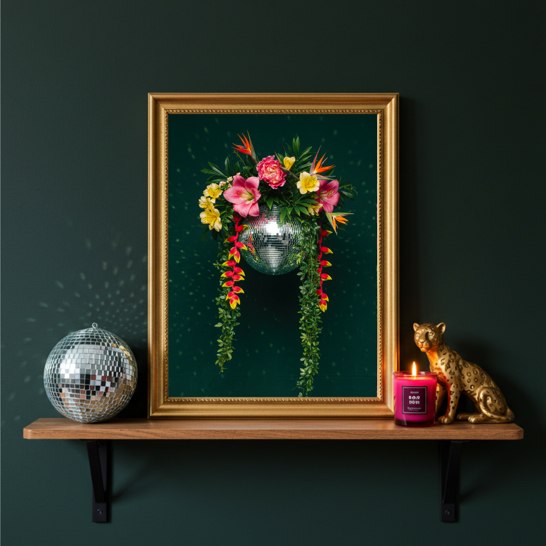 Tropical Disco Ball – Maximalist Jungle Glam Print
