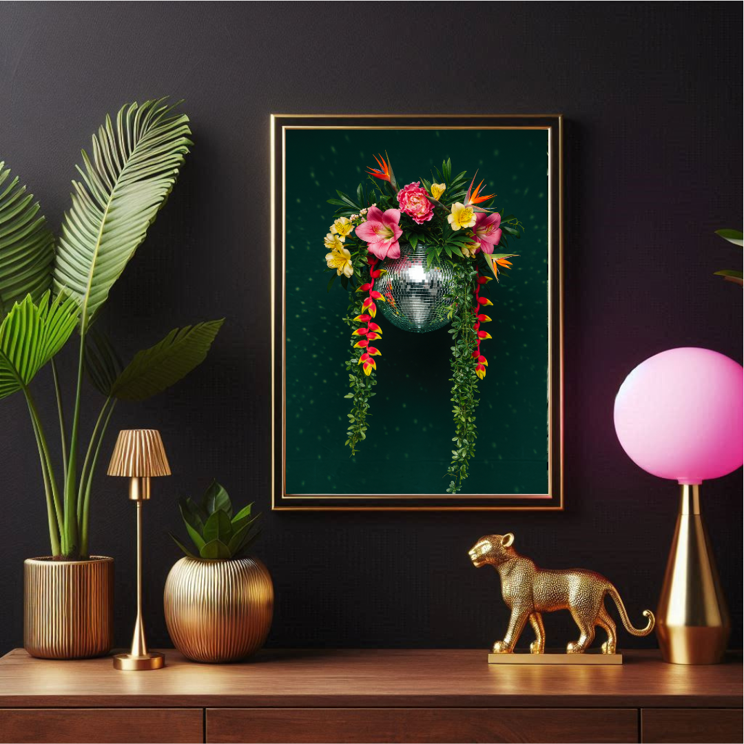Tropical Disco Ball – Maximalist Jungle Glam Print