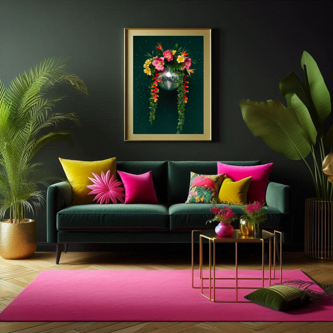 Tropical Disco Ball – Maximalist Jungle Glam Print