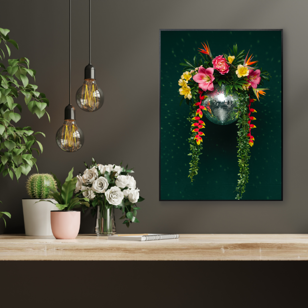 Tropical Disco Ball – Maximalist Jungle Glam Print