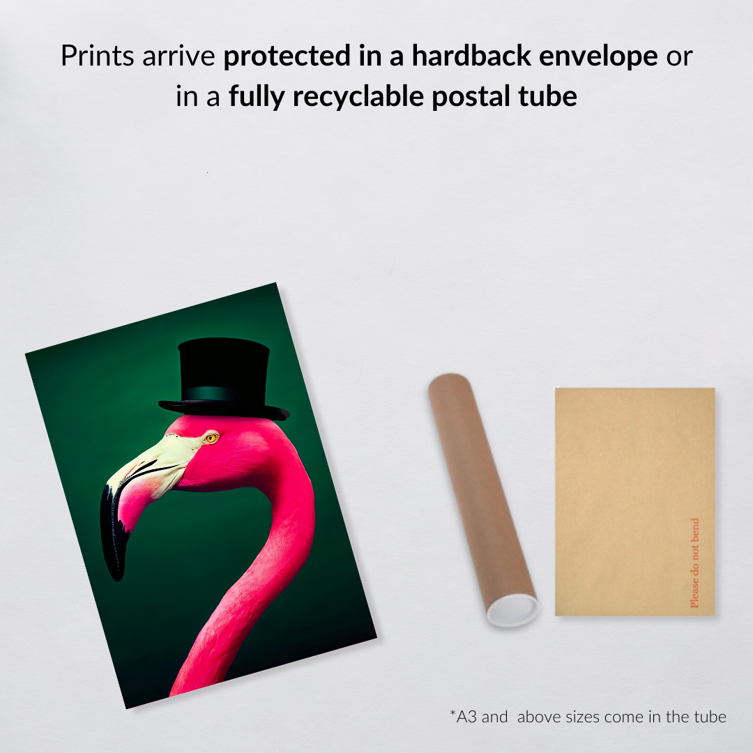 Flamingo in a Top Hat – Playful Luxe Maximalist Print