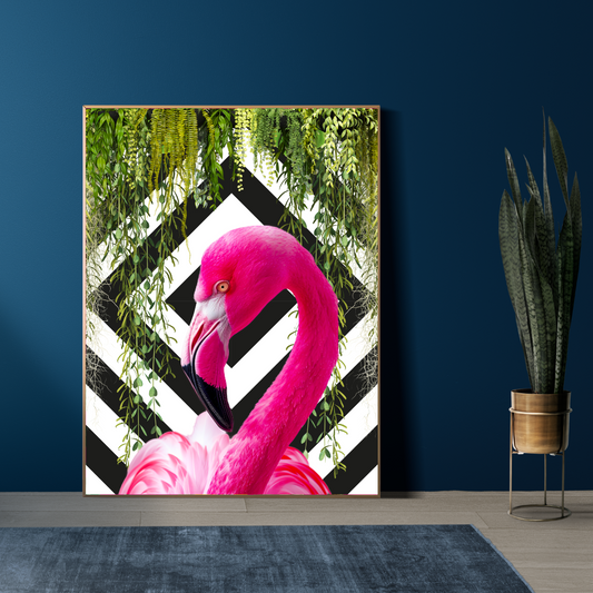 Tropical Icon – Flamingo on Monochrome Wall Art