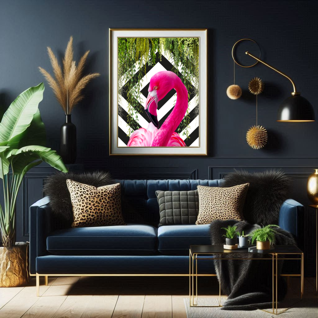 Tropical Icon – Flamingo on Monochrome Wall Art