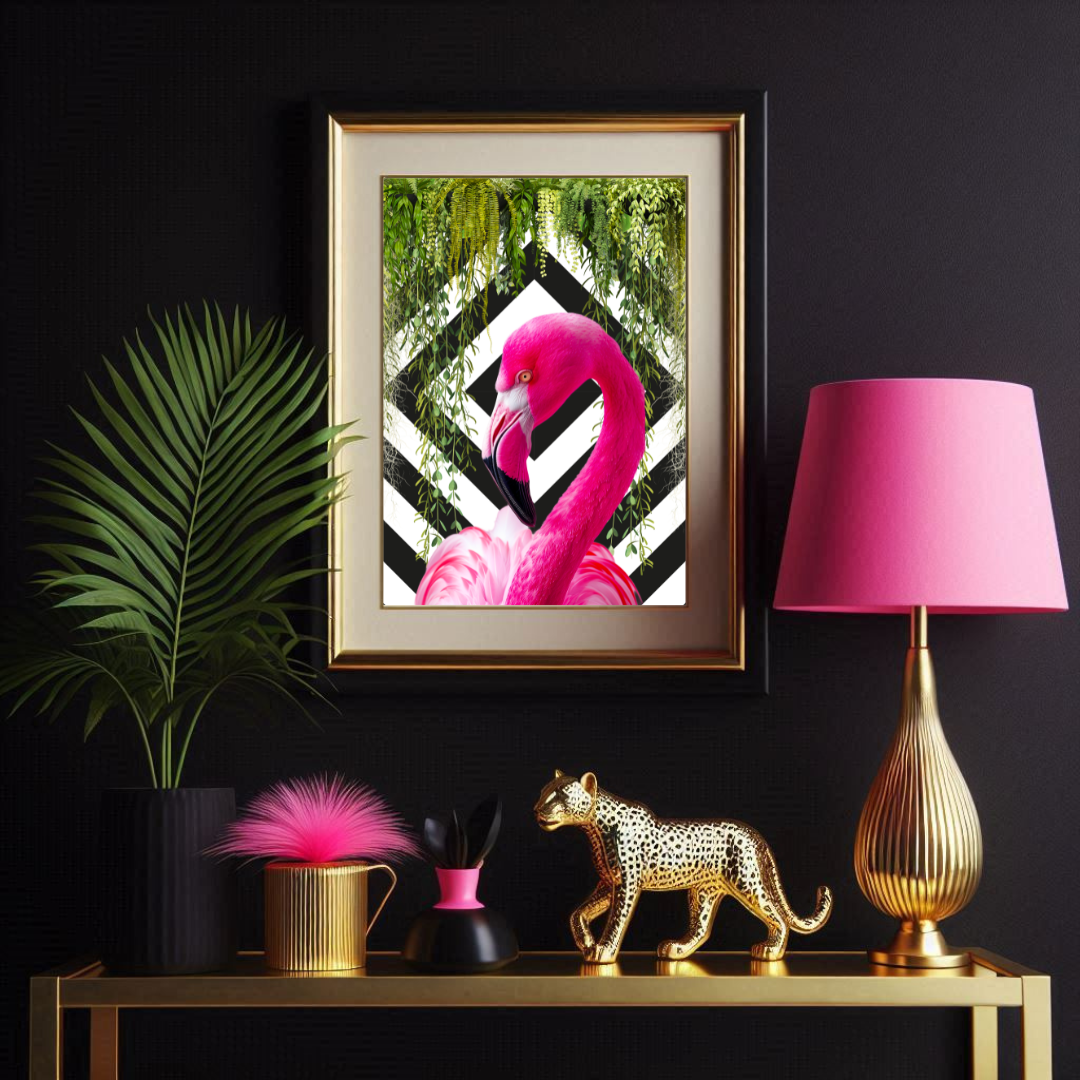 Tropical Icon – Flamingo on Monochrome Wall Art