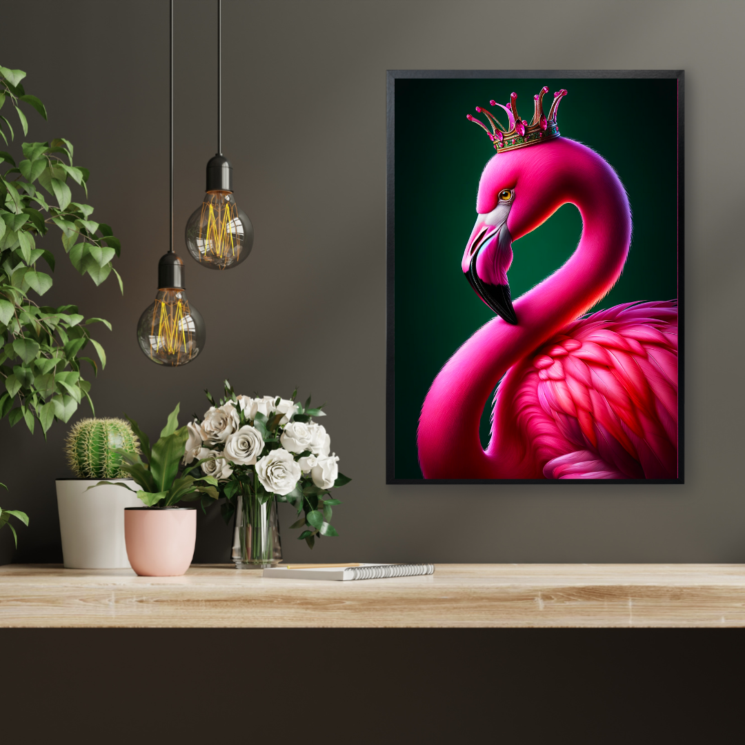 Flamingo Queen – Regal Maximalist Wall Art