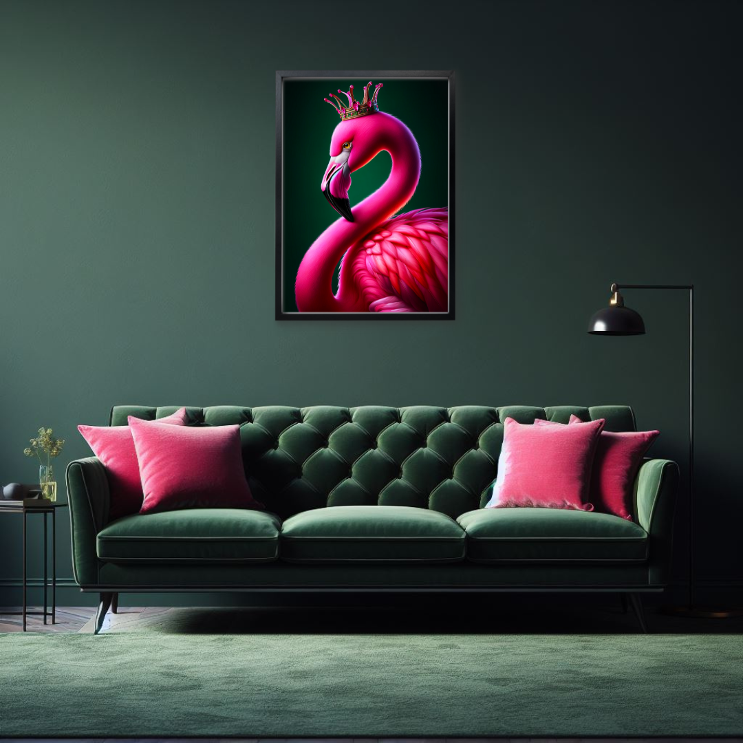 Flamingo Queen – Regal Maximalist Wall Art