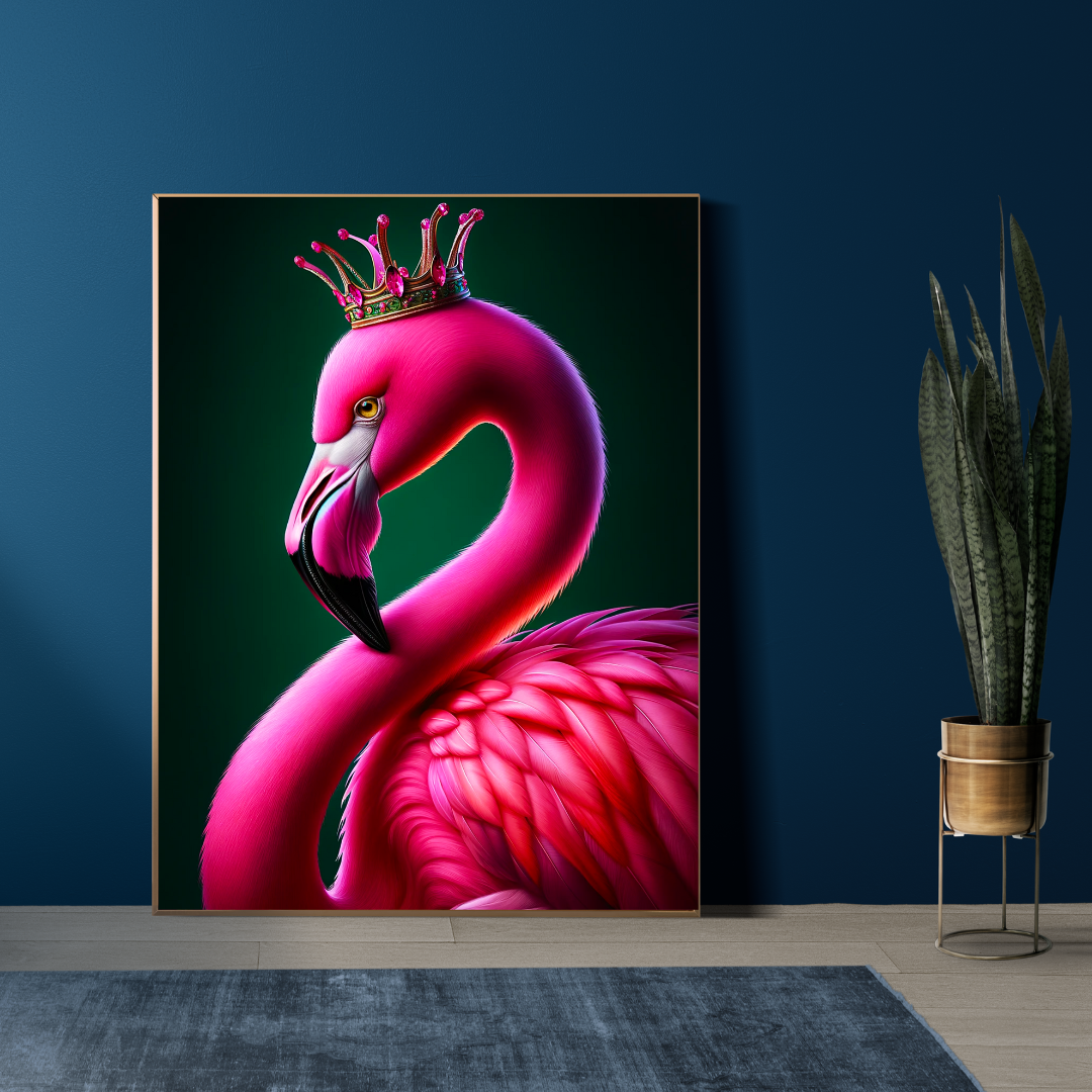 Flamingo Queen – Regal Maximalist Wall Art