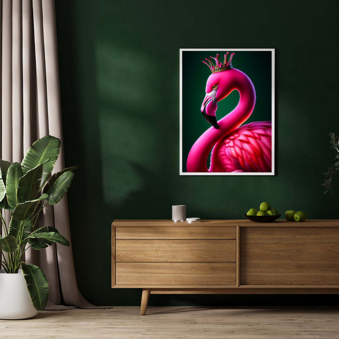Flamingo Queen – Regal Maximalist Wall Art
