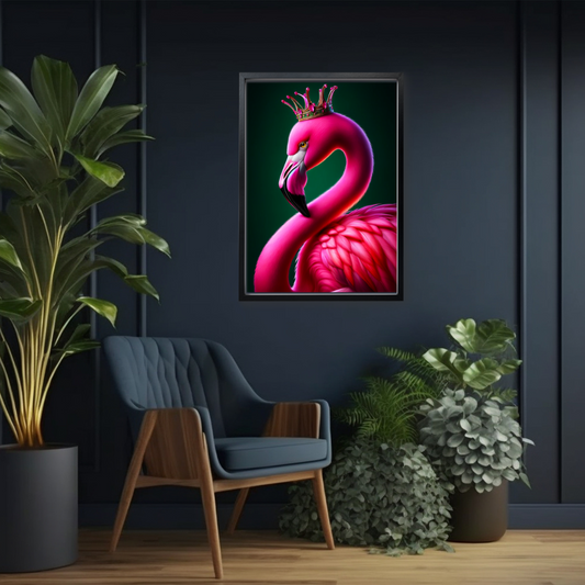 Flamingo Queen – Regal Maximalist Wall Art