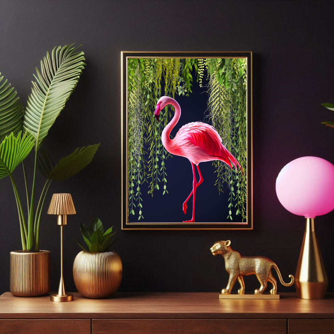 Flamingo & Botanical Maximalist Print