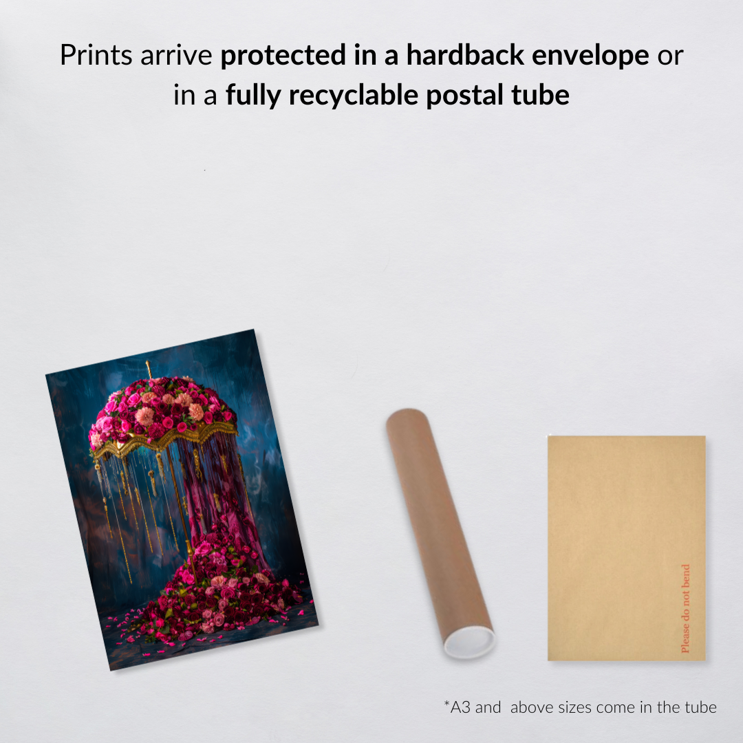 Floral Umbrella – Maximalist Rose & Tassel Wall Art