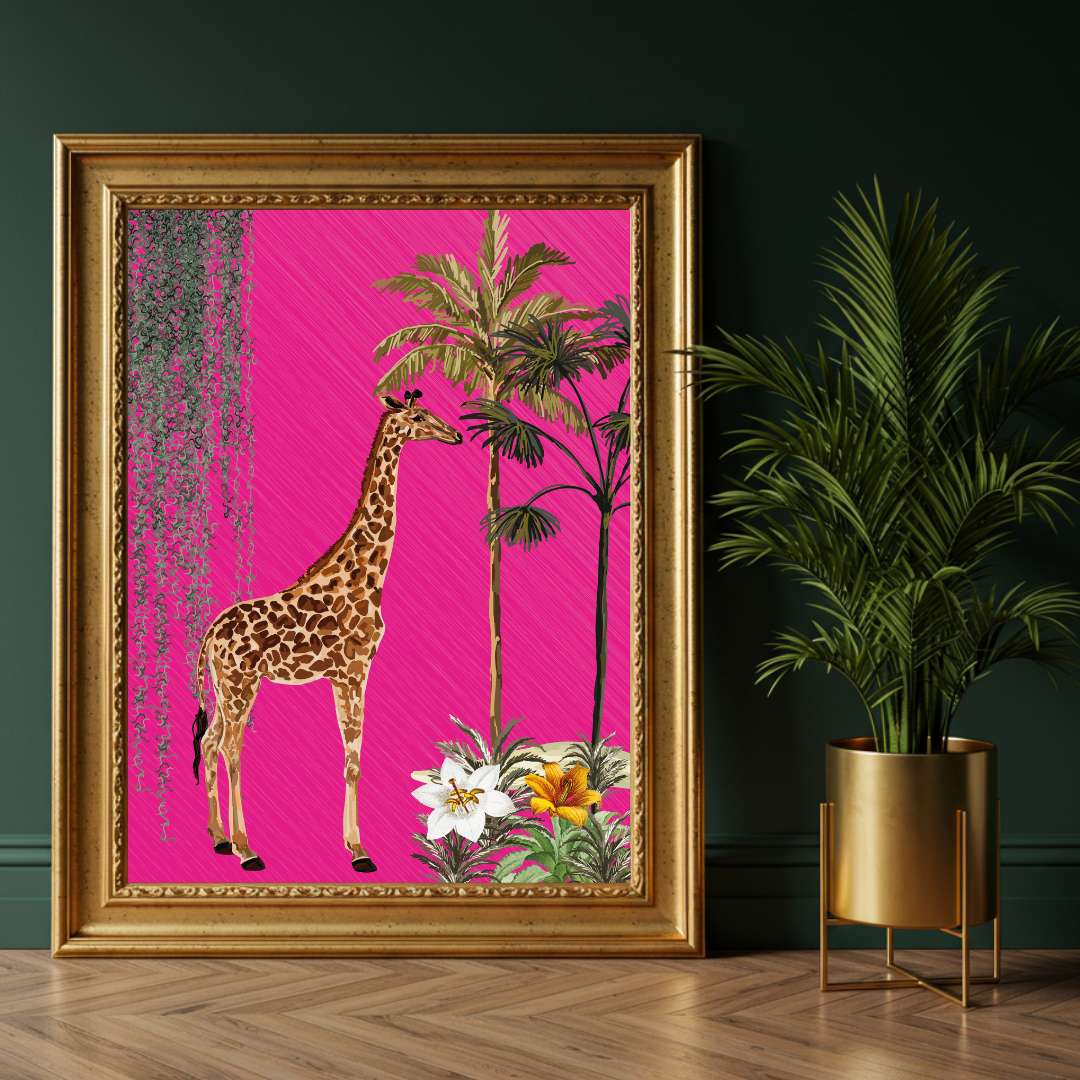 Hot Pink Giraffe – Bold Maximalist Safari Print