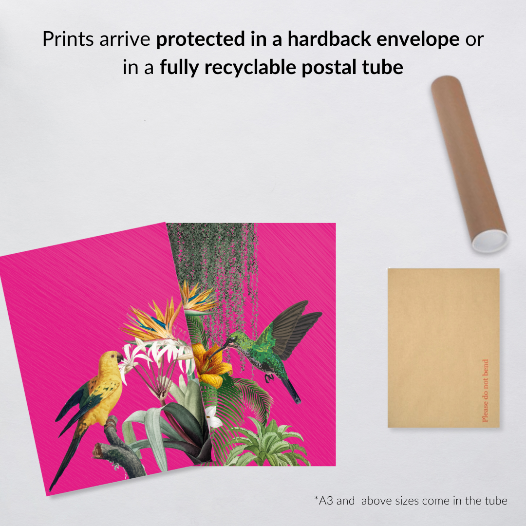 Hot Pink Tropical Bird Print Set of 2 β Bold Maximalist Wall Art