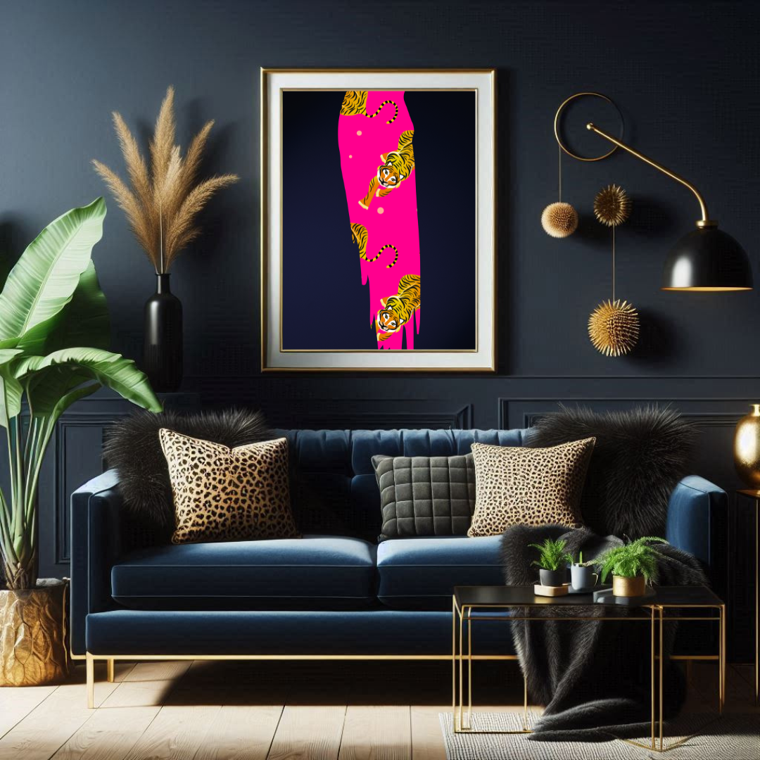 Hot Pink Tiger Streak Print – Bold & Fierce Wall Art