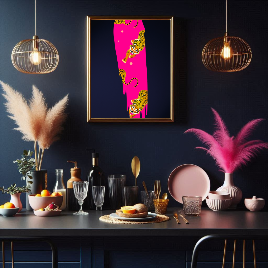 Hot Pink Tiger Streak Print – Bold & Fierce Wall Art