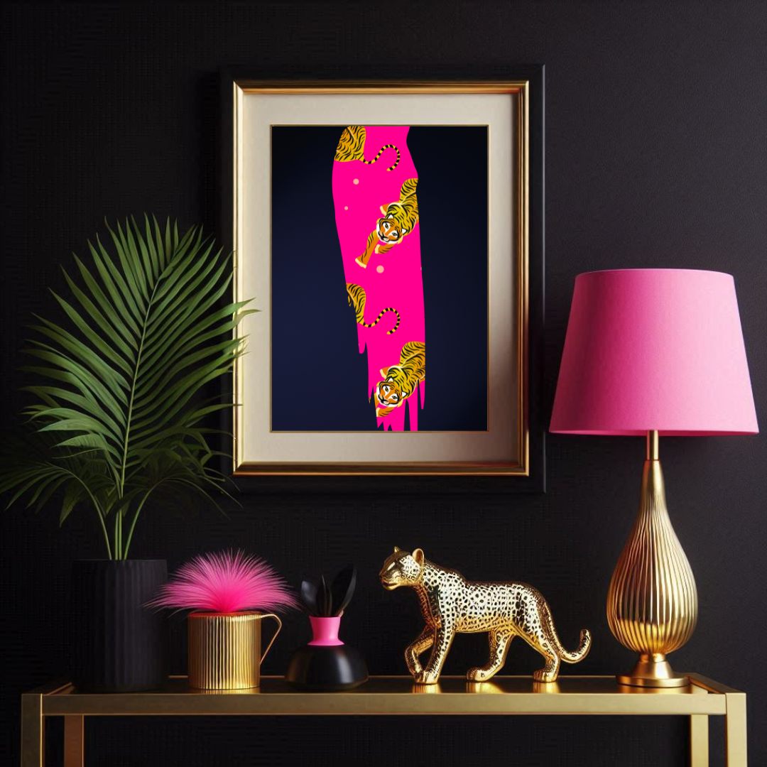 Hot Pink Tiger Streak Print – Bold & Fierce Wall Art
