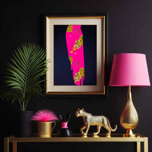 Hot Pink Tiger Streak Print – Bold & Fierce Wall Art