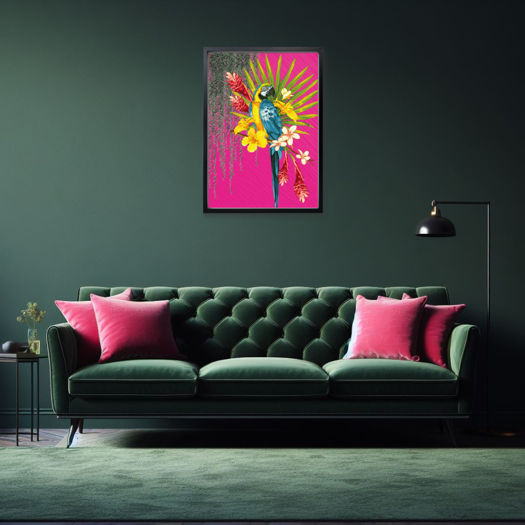 Hot Pink Tropical Parrot Wall Art