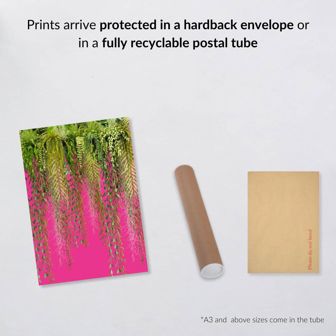 Hot Pink Hanging Botanicals Print – Bold Jungle Elegance