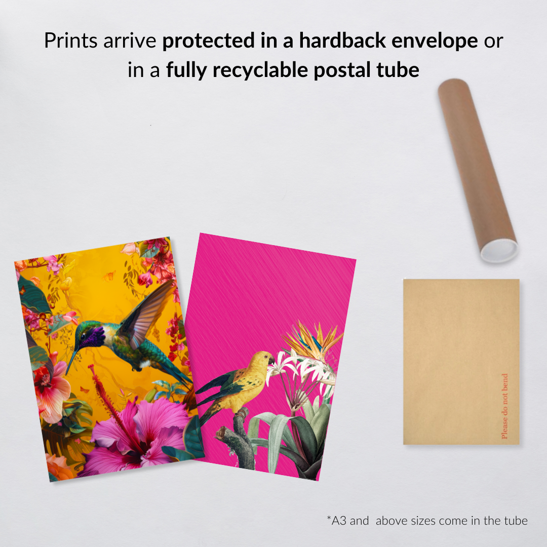 Tropical Hummingbird Duo – Bold Maximalist Print Set of 2