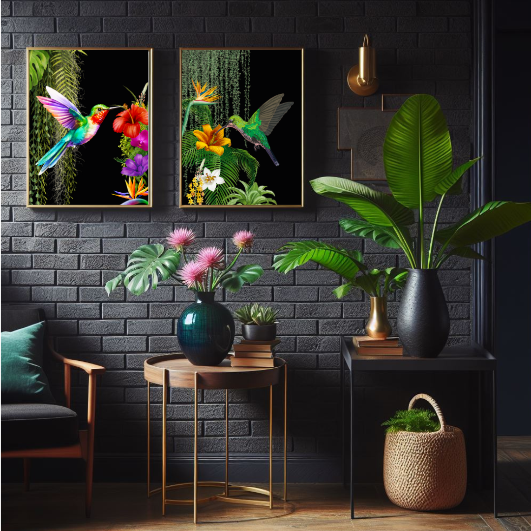 Set of 2 Hummingbird Prints – Luxe Tropical Wall Art