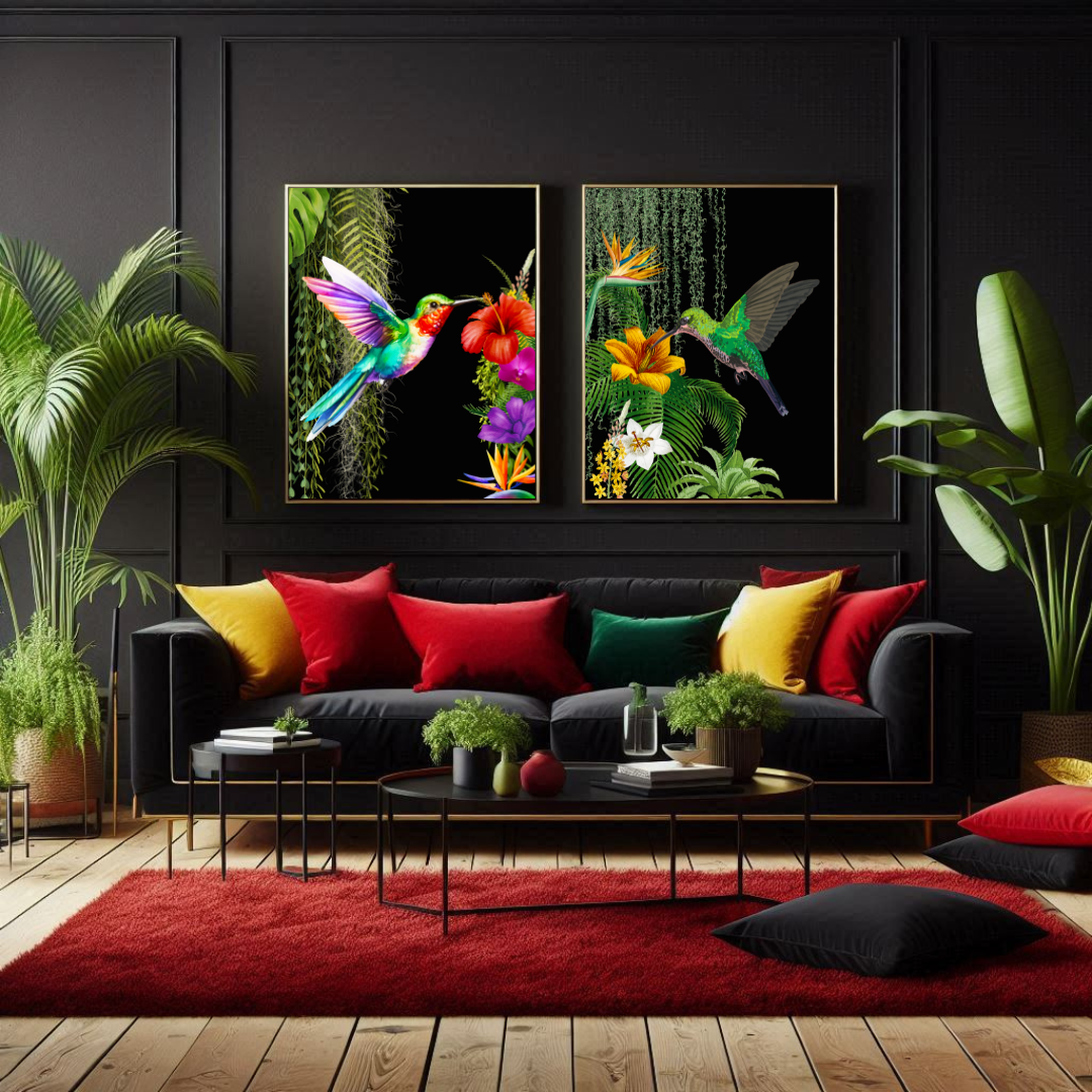 Set of 2 Hummingbird Prints – Luxe Tropical Wall Art