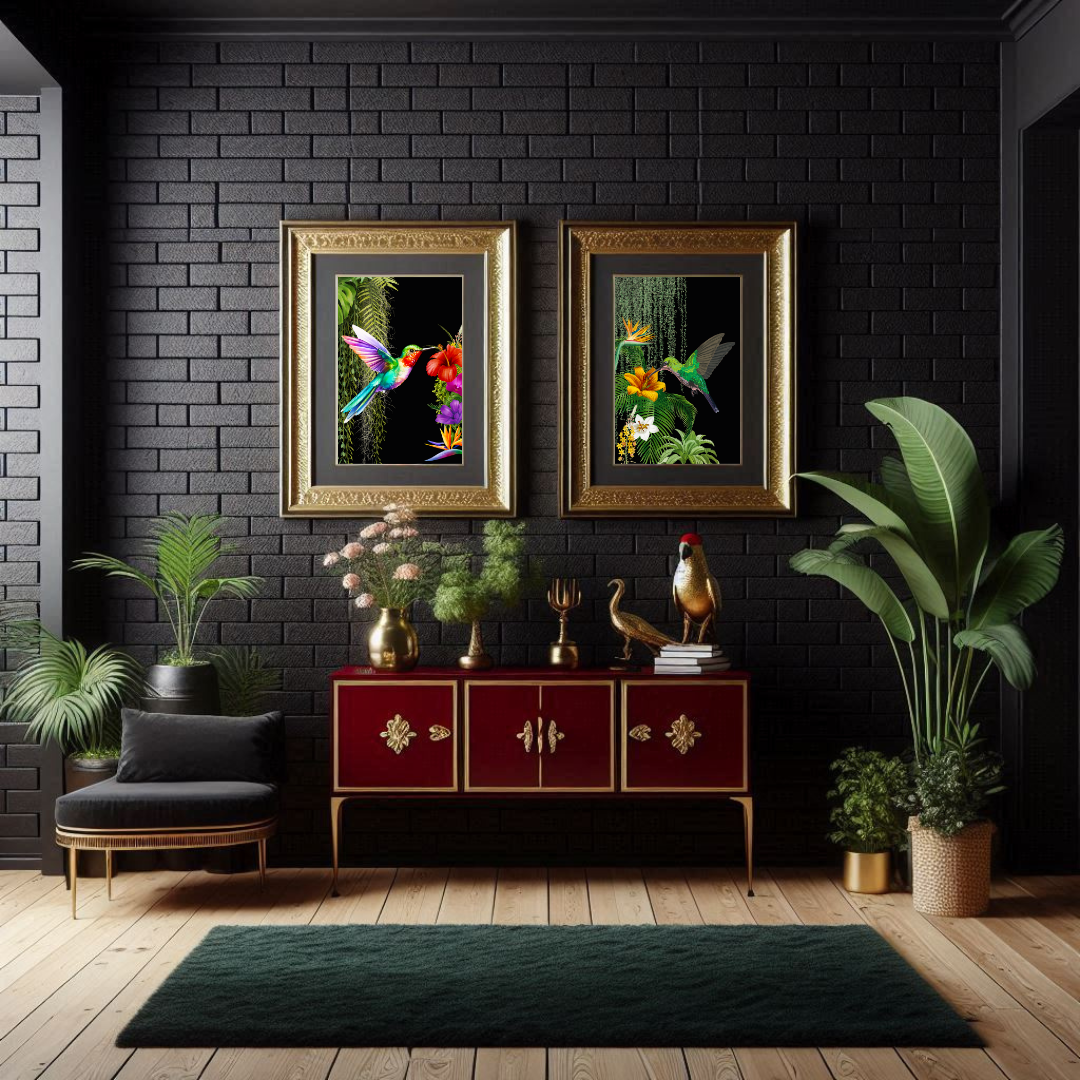 Set of 2 Hummingbird Prints – Luxe Tropical Wall Art