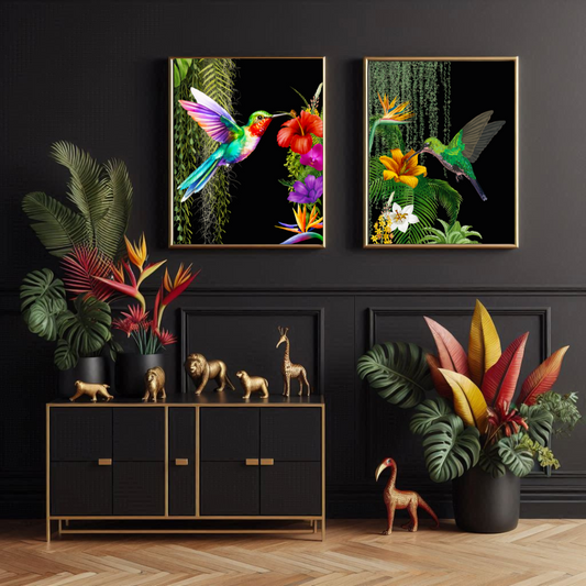 Set of 2 Hummingbird Prints – Luxe Tropical Wall Art