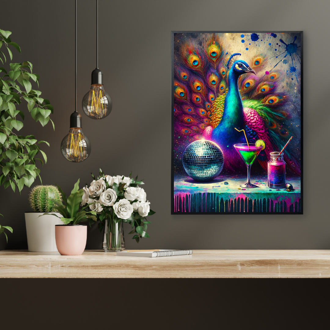Jewel-Toned Peacock Party Print – Opulent, Bold, & Daring