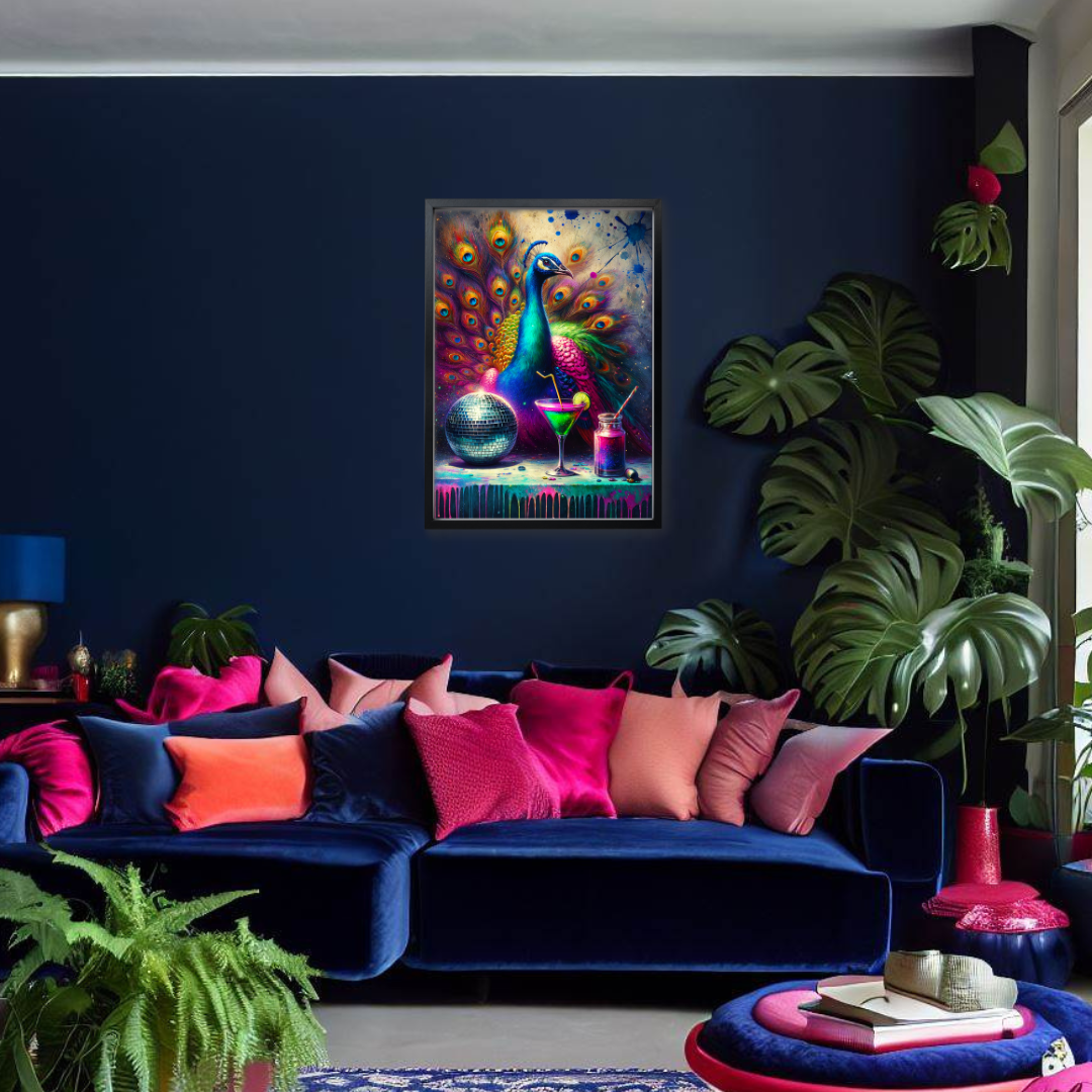 Jewel-Toned Peacock Party Print – Opulent, Bold, & Daring