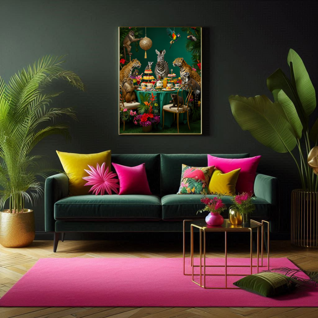 Jungle Soirée – Maximalist Animal Tea Party Print