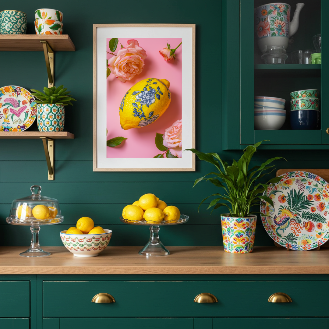 Chinoiserie Lemon – Maximalist Fruit & Floral Wall Art