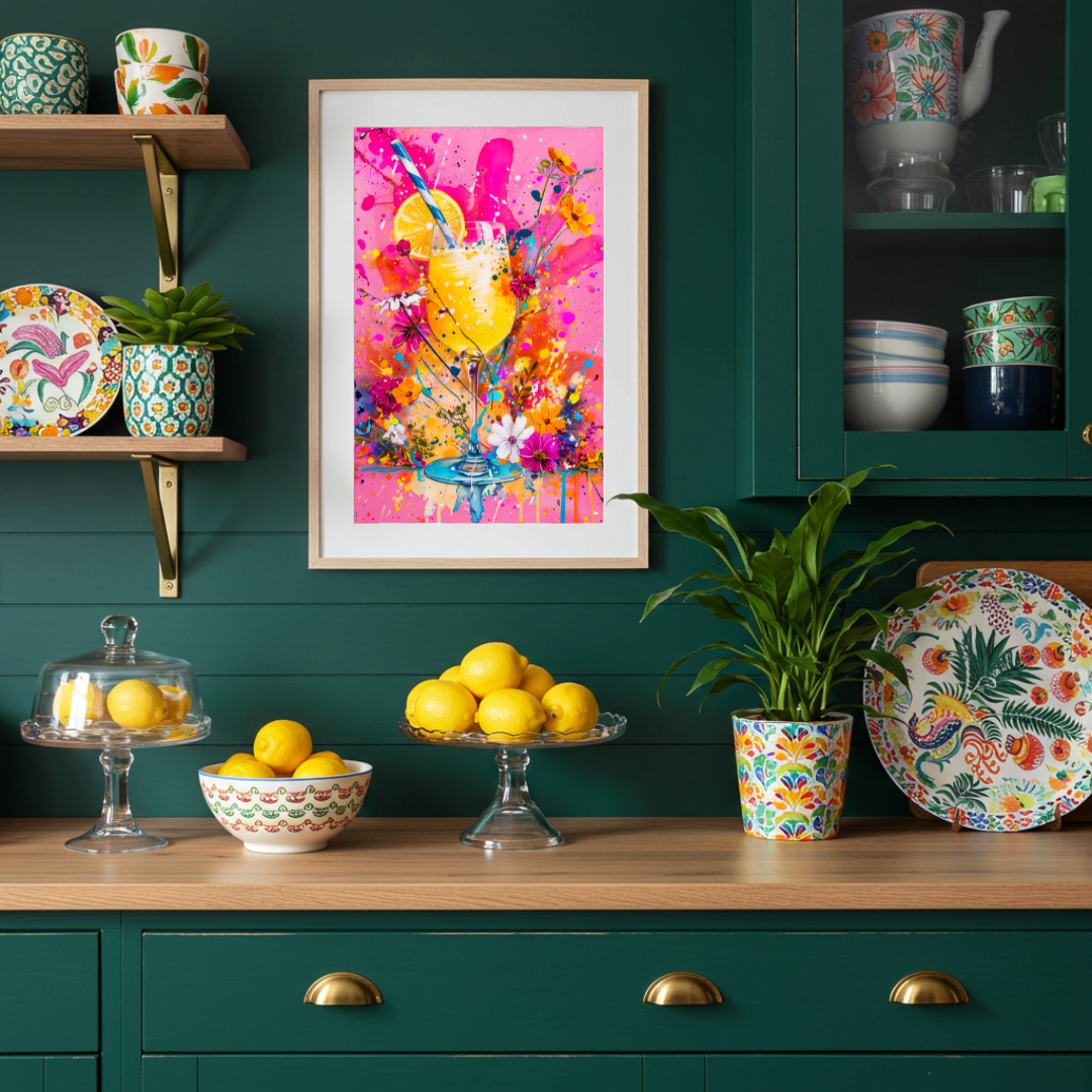 Zesty Bloom – Maximalist Lemonade & Floral Splash Print