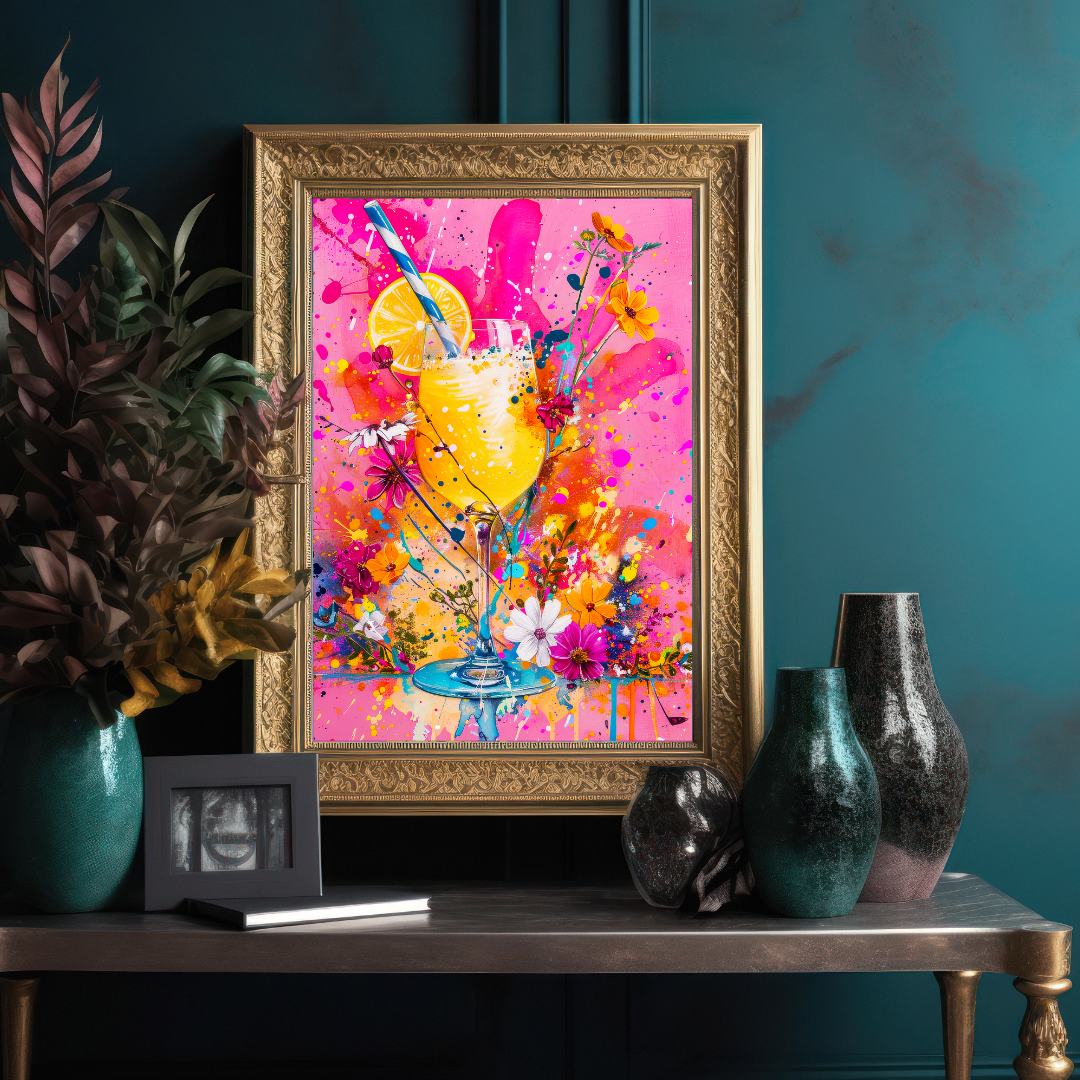Zesty Bloom – Maximalist Lemonade & Floral Splash Print