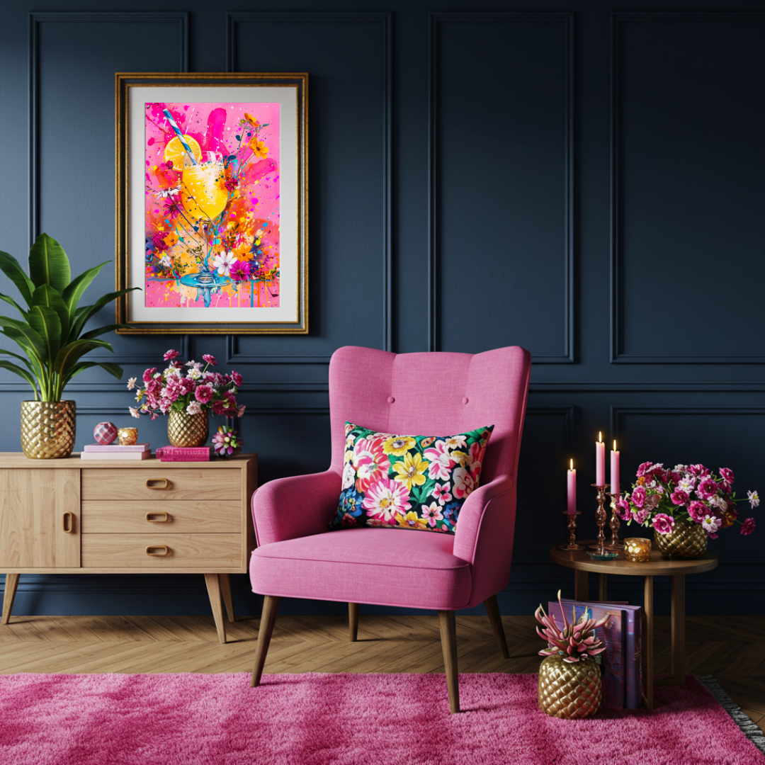 Zesty Bloom – Maximalist Lemonade & Floral Splash Print