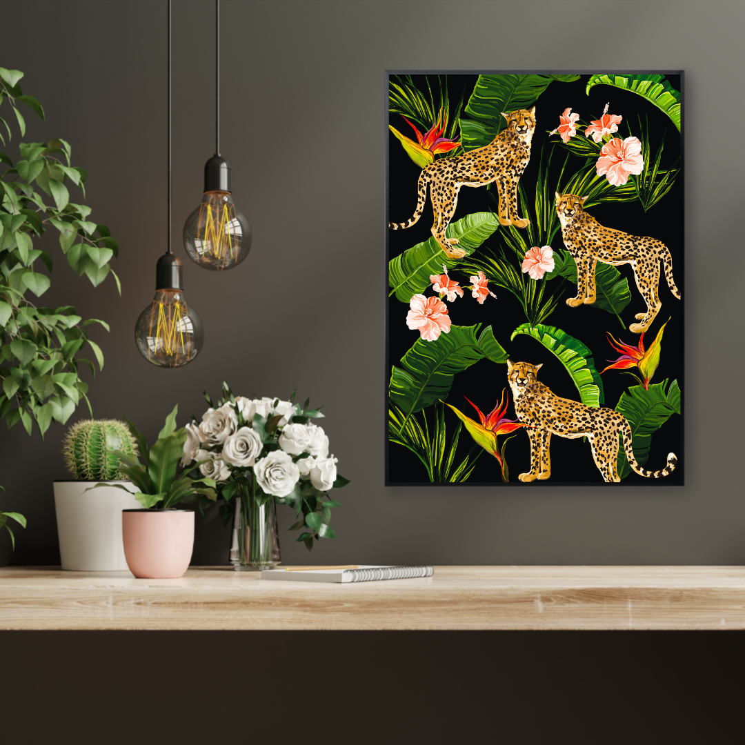 Jungle Majesty – Leopard Maximalist Print on Black