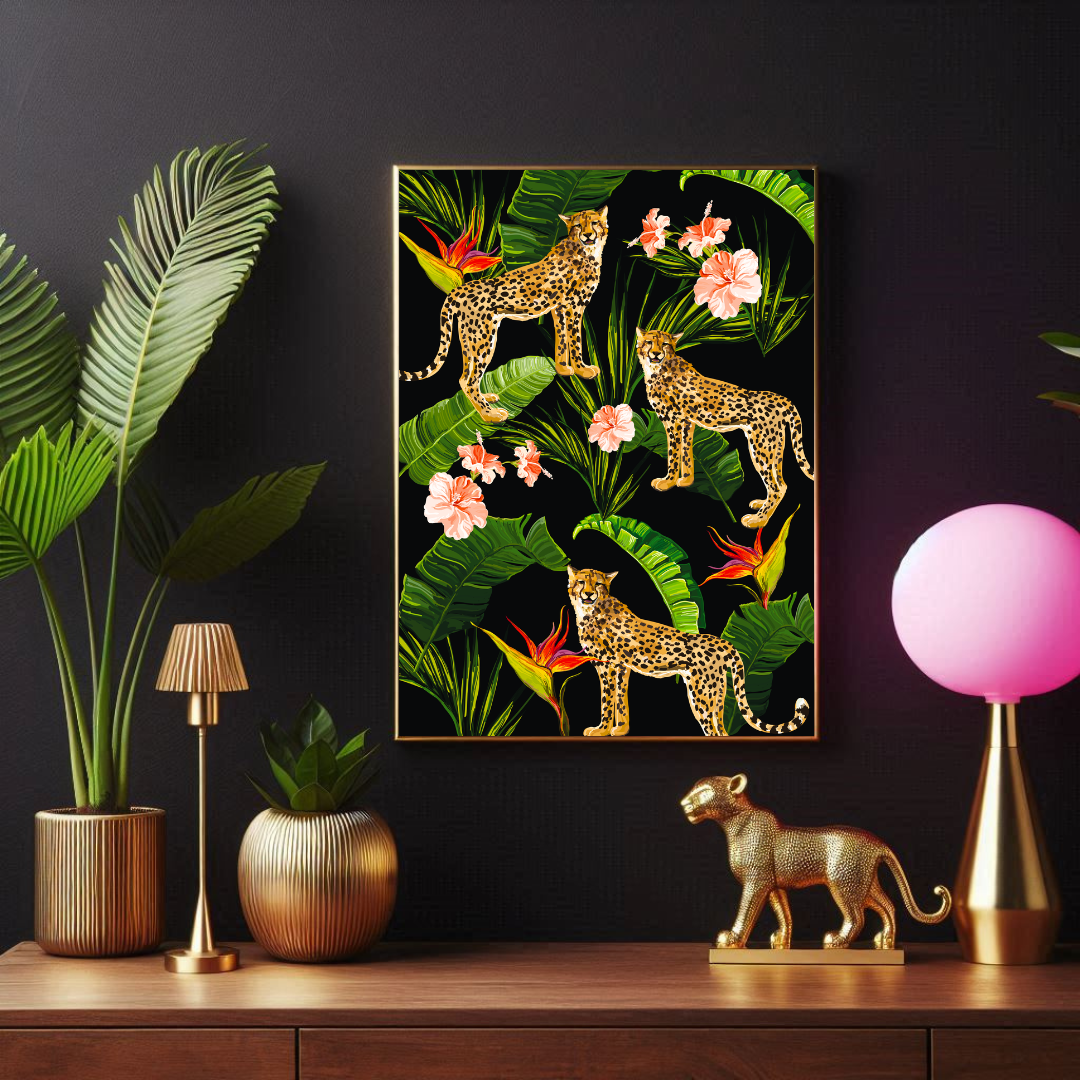 Jungle Majesty – Leopard Maximalist Print on Black