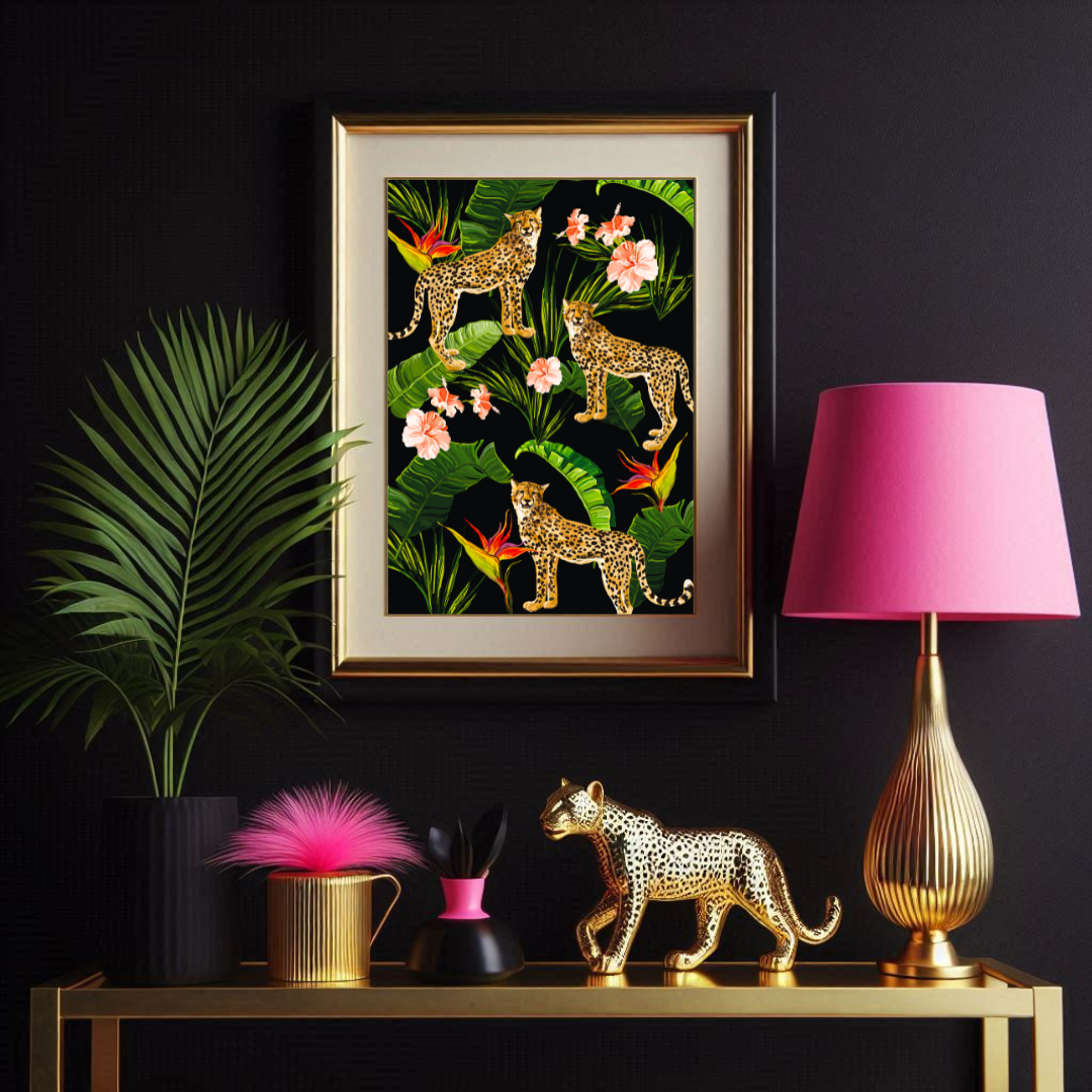 Jungle Majesty – Leopard Maximalist Print on Black
